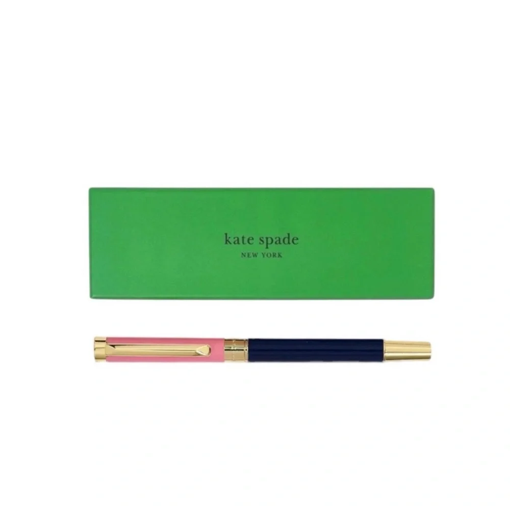 Kate Spade color-block navy and pink  Pen with‎ gold Accent